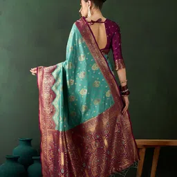 Sangria Woven Design Saree With Blouse Piece image 4