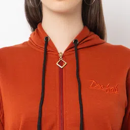 Deefab Women Solid Hooded Sweatshirt image 4