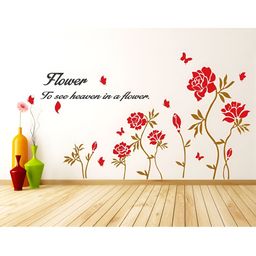 LANSTICK Red & Green Flower Is A Heaven Self Adhesive Wall Sticker-picture-12