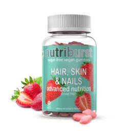 Nutriburst Health & Vitality Multivitamin Gummies + NUTRIBURST Sugar-Free Vegan Gummies Hair, Skin & Nails Advanced Nutrition Sugar Free Natural - 60 Gummies Strawberry Flavour image 2