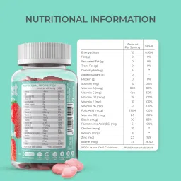 Nutriburst Health & Vitality Multivitamin Gummies + NUTRIBURST Sugar-Free Vegan Gummies Hair, Skin & Nails Advanced Nutrition Sugar Free Natural - 60 Gummies Strawberry Flavour image 3