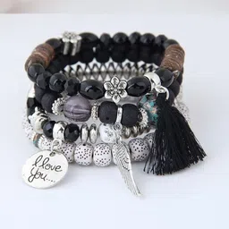 DressBerry Set Of 4 Artificial Beaded Charm Bracelet image 3