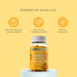 NUTRIBURST – Weight Management with Turmeric Curcumin|95% Active Curcumin with Black Pepper Extract | Anti-inflammatory | VEGAN & SUGAR-FREE| Natural Ginger Flavour Gummies| 60 - Pack of 4 image 5