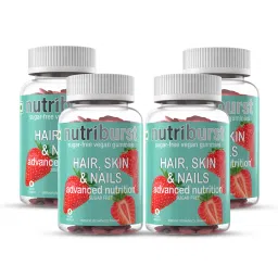 NUTRIBURST Hair, Skin & Nails | Enriched with Biotin | Healthy Skin, Hair & Nails | VEGAN AND SUGAR-FREE | 60 Strawberry flavored -60 (Pack of 4)-picture-24