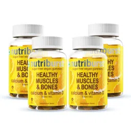 NUTRIBURST Healthy Muscles & Bones Gummies | Calcium & Vitamin D | Bone & Muscle Support, Boosts Immunity | VEGAN AND SUGAR-FREE - 60 Lemon Flavoured - (Pack of 4)-image-13