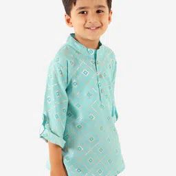 Superminis Boys Geometric Printed Mandarin Collar Kurta image 2