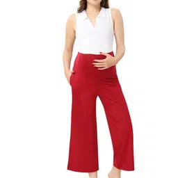 EASY MOM Women Solid Maternity Wide Leg Palazzos-image-98