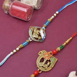 MEIRA JEWELLERY Set Of 2 Rakhi With Greeting Card & Roli Chawal-picture-29