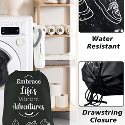 Aura Blue & Black 8 Pieces Printed Foldable Water Resistant Multi-Utility Laundry Bags image 5