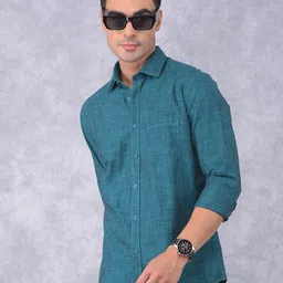 Crimsoune Club Men Smart Spread Collar Solid Cotton Slim Fit Casual Shirt-picture-31