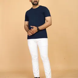 FABRIPPLE Men Solid Round Neck Cotton T-shirt image 5