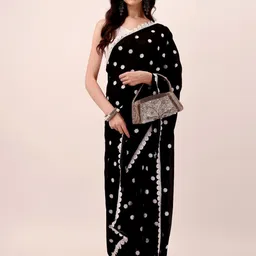 HESVI Floral Embroidered Pure Georgette Saree image 5