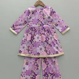 BAESD Girls Floral Printed Empire Gotta Patti Kurta with Palazzos image 2