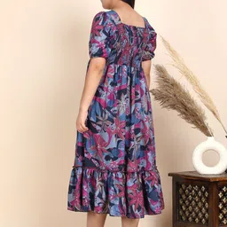 FIXOCRA Floral Print Puff Sleeve Fit & Flare Midi Dress image 3