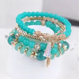 TheVineGirl Set Of 4 Artificial Beaded Elasticated Bracelet-image-15