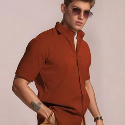 Anouk Rustic Men Solid Spread Collar Casual Shirt image 4