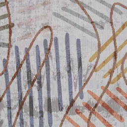 Kaleen India White Abstract Anti-Skid Polyester Carpet image 3