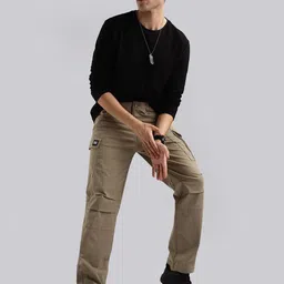 THE BEETEL HOUSE Men Relaxed Fit Heavy Twill Cargos Trousers image 2