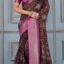 Swaraas Floral Printed Zari Saree image 5