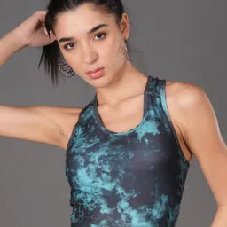 The Dance Bible Women Tie and Dye Printed Padded Sports Cropped Top-picture-28