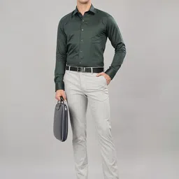 Infinity Trnd Men Comfort Spread Collar Solid Cotton Formal Shirt-picture-18