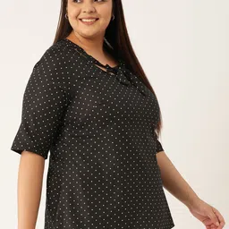 theRebelinme Plus Size Tie-Ups Detail Polka Dot Printed Top image 5