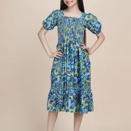 Pinly Puff Sleeve Crepe Fit & Flare Midi Dress-picture-34
