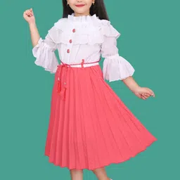 UC ENTERPRISES Colourblocked Flared Sleeve Fit & Flare Dress image 4