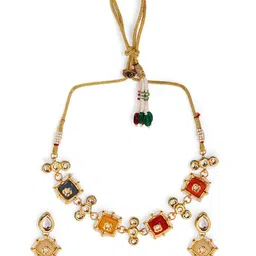 Priyaasi Gold Plated Kundan Stone Studded Necklace and Earrings-picture-37