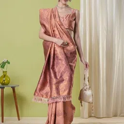 HERE&NOW Woven Design Zari Silk Blend Banarasi Saree-picture-44