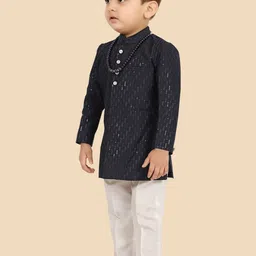 Ethniks Neu-Ron Boys Regular Dupion Silk Kurta with Trousers image 2