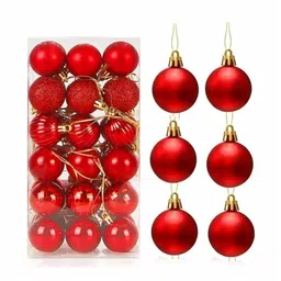 CraftVatika 24Pcs Red Glossy Christmas Hanging Ornaments Tree Decorations-picture-29