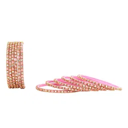 KOTTIAR CREATIONS Set Of 12 Crystal Studded Glass Diamond Bangle image 1