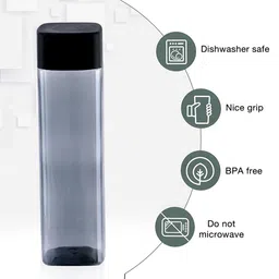 Kuber Industries Black Set of 6 Plastic Solid Water Bottle image 2