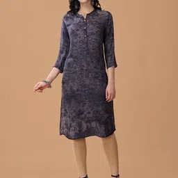 RANGRIWAZ Abstract Printed Mandarin Collar Straight Kurta-picture-11