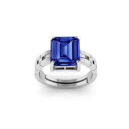 RRVGEM 10.00 KT Silver Plated Blue Sapphire Adjustable Ring-picture-28