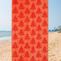 Creeva Orange-Colored & Red Printed 500 GSM Cotton Beach Towel-picture-28