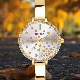 Curren Women Brass Embellished Bracelet Style Analogue Watch CR-1842-Gold-Heart-picture-19