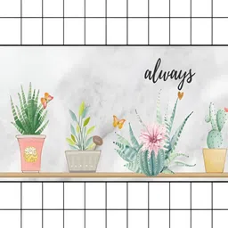 INDIAN ROYALS White & Green Printed Plant Design Vinyl Oil & Rust Proof Wallpaper-image-96