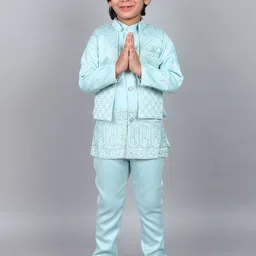 BAESD Boys Floral Embroidered Regular Fit Single-Breasted Three-Piece Suit-picture-26