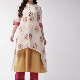 RANGMAYEE Floral Printed Notch-Neck Roll-Up Sleeves A-Line Kurta-picture-37