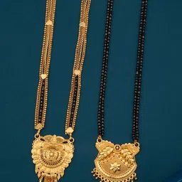 Bhanu diam Gold-Plated & Black Brass Mangalsutra-picture-24