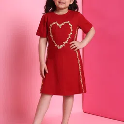 Baawri Girls Red A-Line Dress-image-17