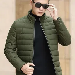 BAESD Men Stand Collar Solid Lightweight Puffer Jacket-image-7