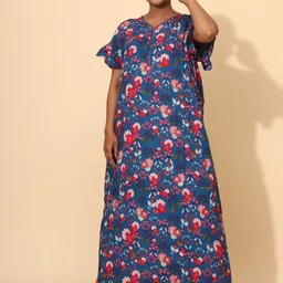 YELLOW BLOOM Women Floral Printed Maxi Nightdress-image-33