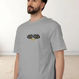 AUSK Graphic Printed Round Neck Drop-Shoulder Sleeves Pure Cotton Oversized T-shirt image 3