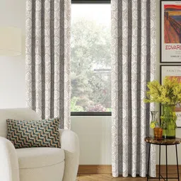 Nefertiti Home Brown 2 Pieces Floral Printed Black Out Long Door Curtains-image-63