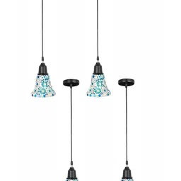 1ST TIME White & Blue 4 Pieces Textured Bell Shaped Hanging Ceiling Lamp-picture-35