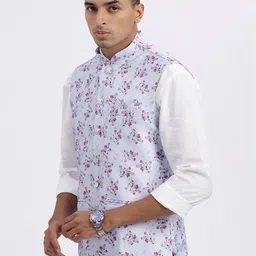 SHOWOFFFF Printed Slim-Fit Nehru Jacket image 4
