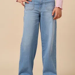 U.S. Polo Assn. Kids Girls Wide Leg High-Rise Light Fade Stretchable Jeans-picture-21